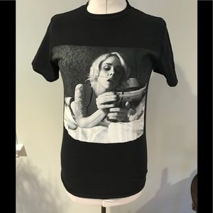 Woman’s cotton T-Shirt graphic of woman w/ gun